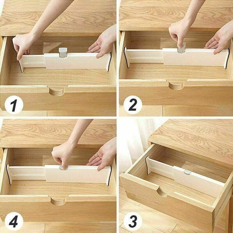 2/4 Pcs Expandable Drawer Divider Adjustable Storage Organizer Kitchen Organizer