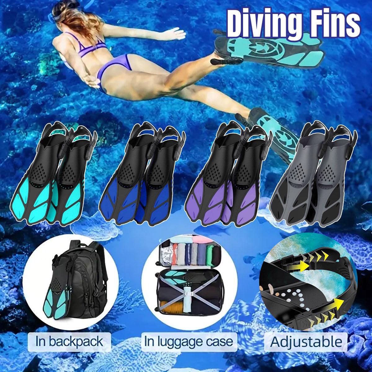 Adjustable Diving Flippers Swim Fins for Snorkeling Freestyle Training Gear - Blue-S/M
