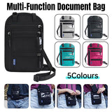 Multi-Functional Travel Passport Document Bag Protective Case Cover Holder - Grey
