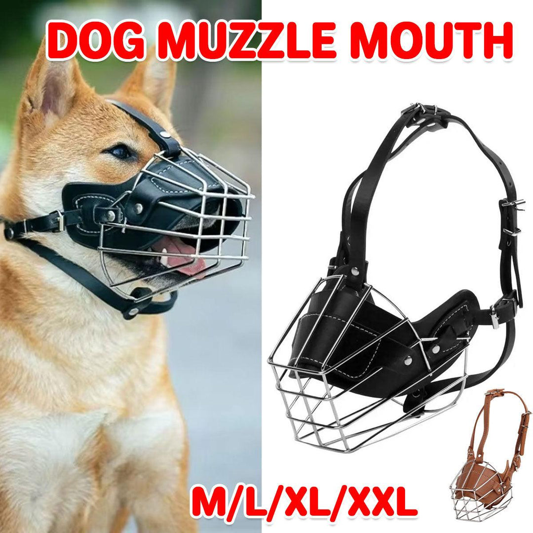 Anti Bite Anti Bark Dog Muzzle Mouthguard Adjustable for Small Medium Large Dogs - Black-L