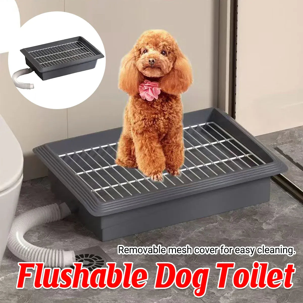 Indoor Flushing Dog Toilet Potty Training Tray Detachable for Small Medium Dogs
