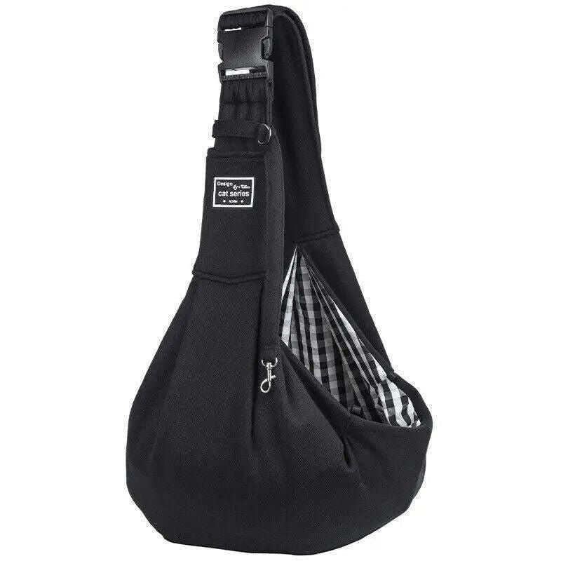 Portable Pet Sling Carrier Shoulder Bag for Small Dogs and Cats Travel Outdoor - Black