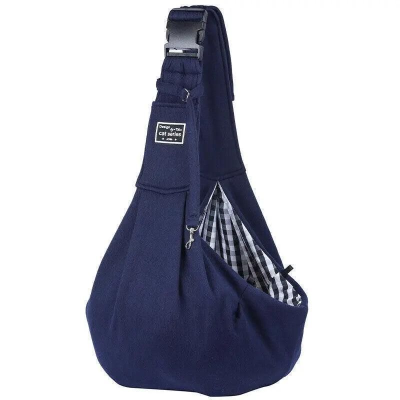 Portable Pet Sling Carrier Shoulder Bag for Small Dogs and Cats Travel Outdoor - Blue