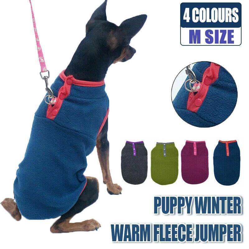 M Pet Dog Puppy Winter Warm Fleece Jumper Vest Coat Jacket Apparel Clothes Outdoor - Green