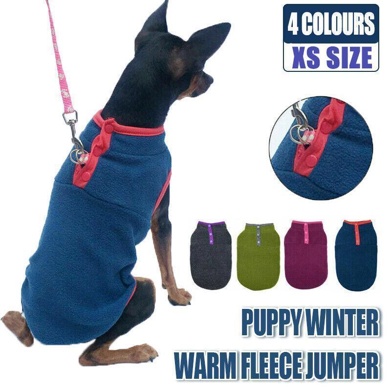 XS Pet Dog Puppy Winter Warm Fleece Jumper Vest Coat Jacket Apparel Clothes - Green