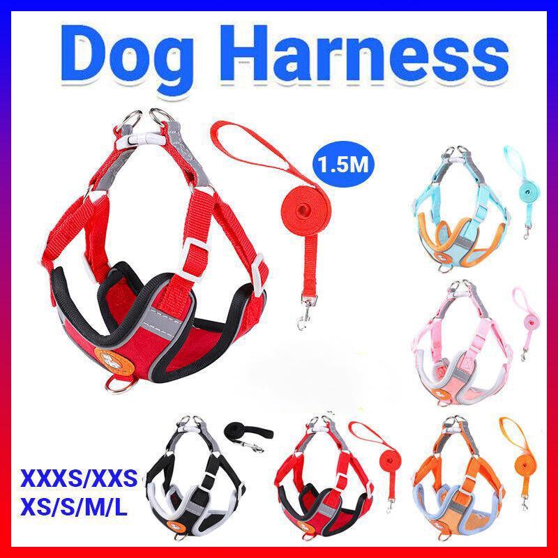 Dog Harness Cat Lead Puppy Leash Vest Mesh Breathe Adjustable Braces Small Pet Red - S