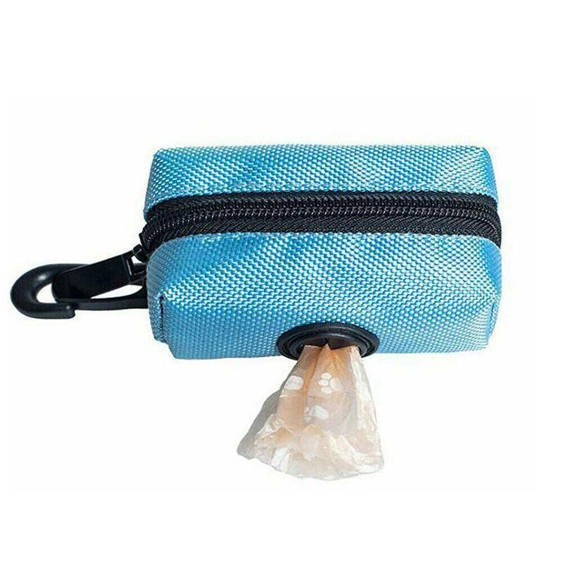 Dog Poop Bag Holder Pet Puppy Garbage Waste Pick Up Bags Dispenser Pouch Outdoor - Blue
