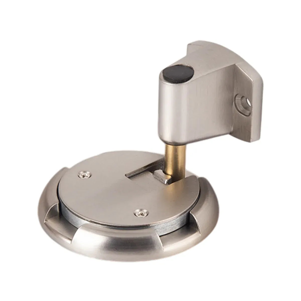 Push Lock Door Stop Floor Mounted Mechanical Door Holder Zinc Alloy - Brushed Silver