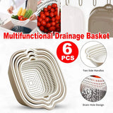 6pcs Multifunctional Drainage Basket for Fruits Vegetables Kitchen Household Use
