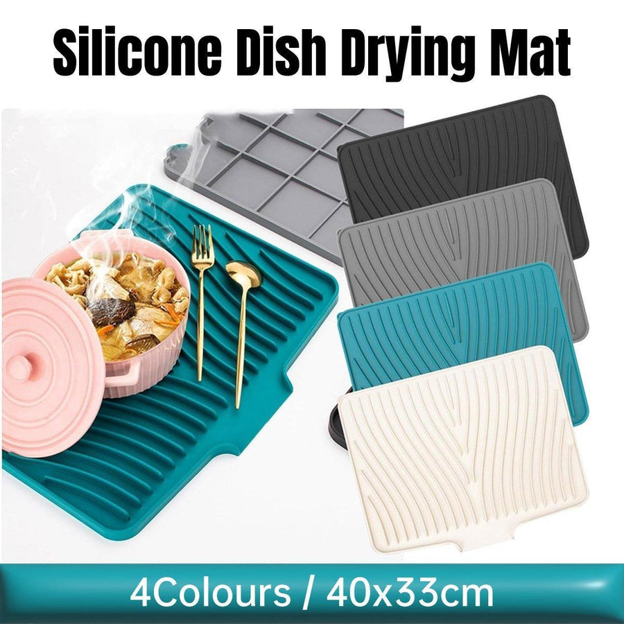 Silicone Dish Drying Mat Heat Resistant Draining Slope Pad for Kitchen Counter - Green