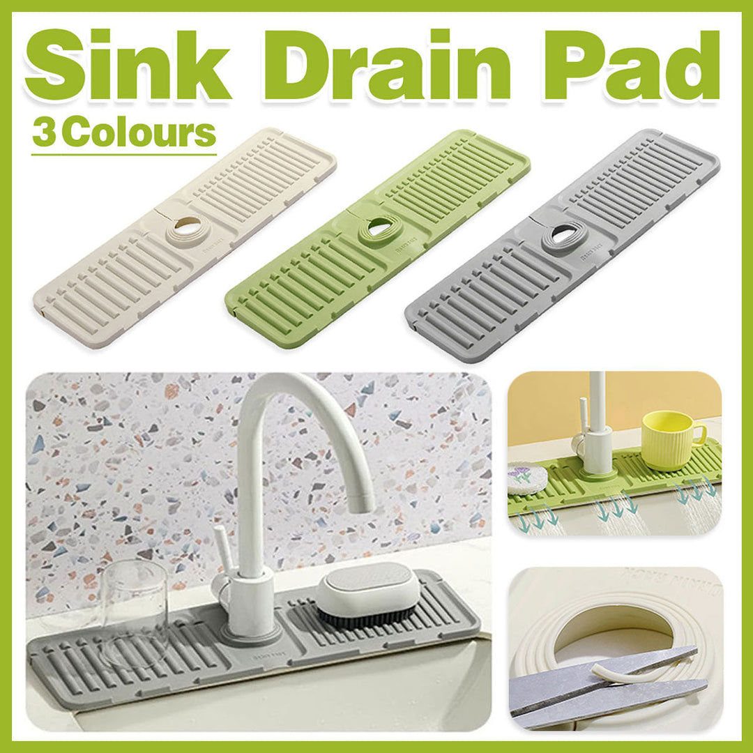 Faucet Draining Pad Narrow Sink Splash Guard Mat for Washbasin Water Catcher - White