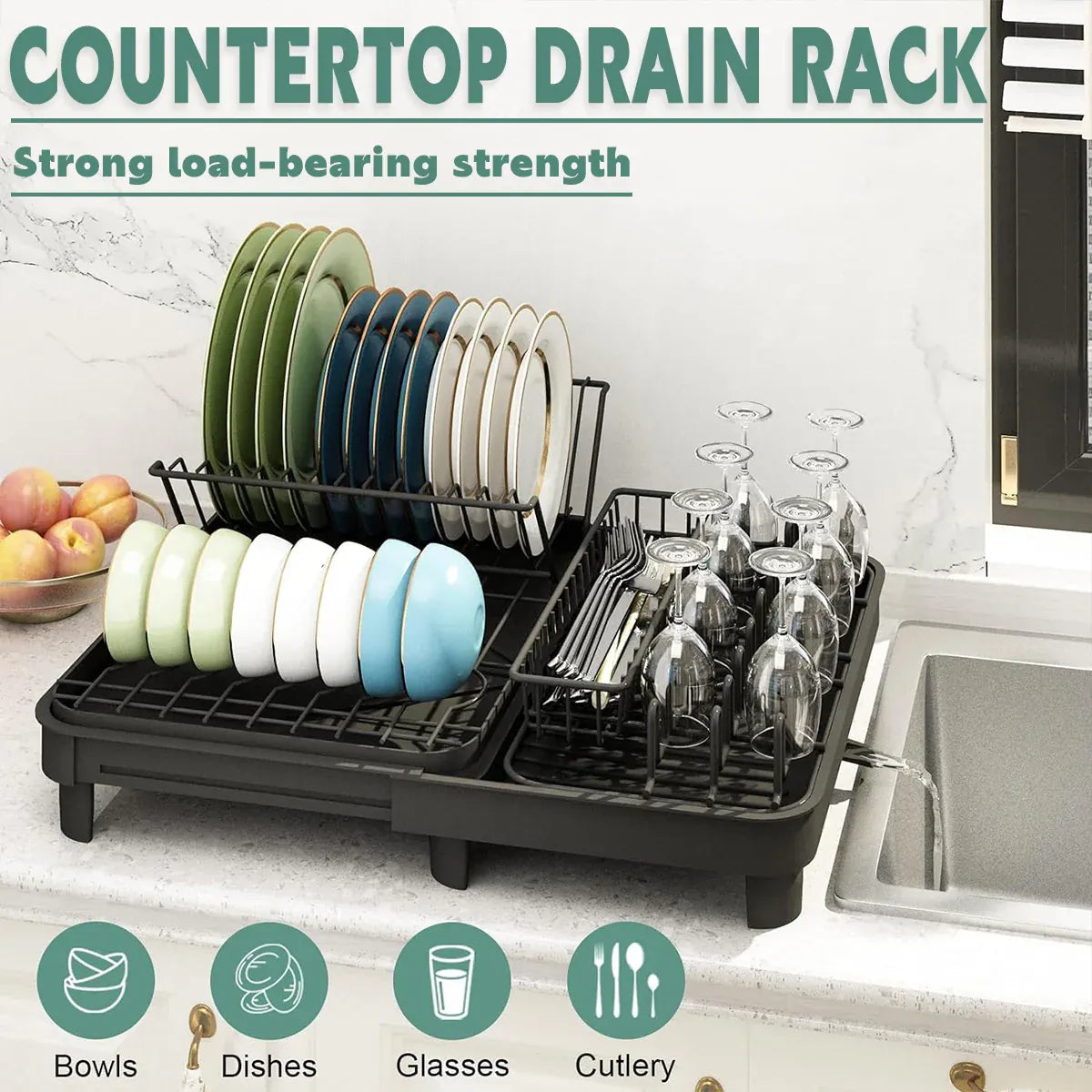 Kitchen Bowl Plate Storage Rack Sink Chopstick Holder Dish Draining Shelf