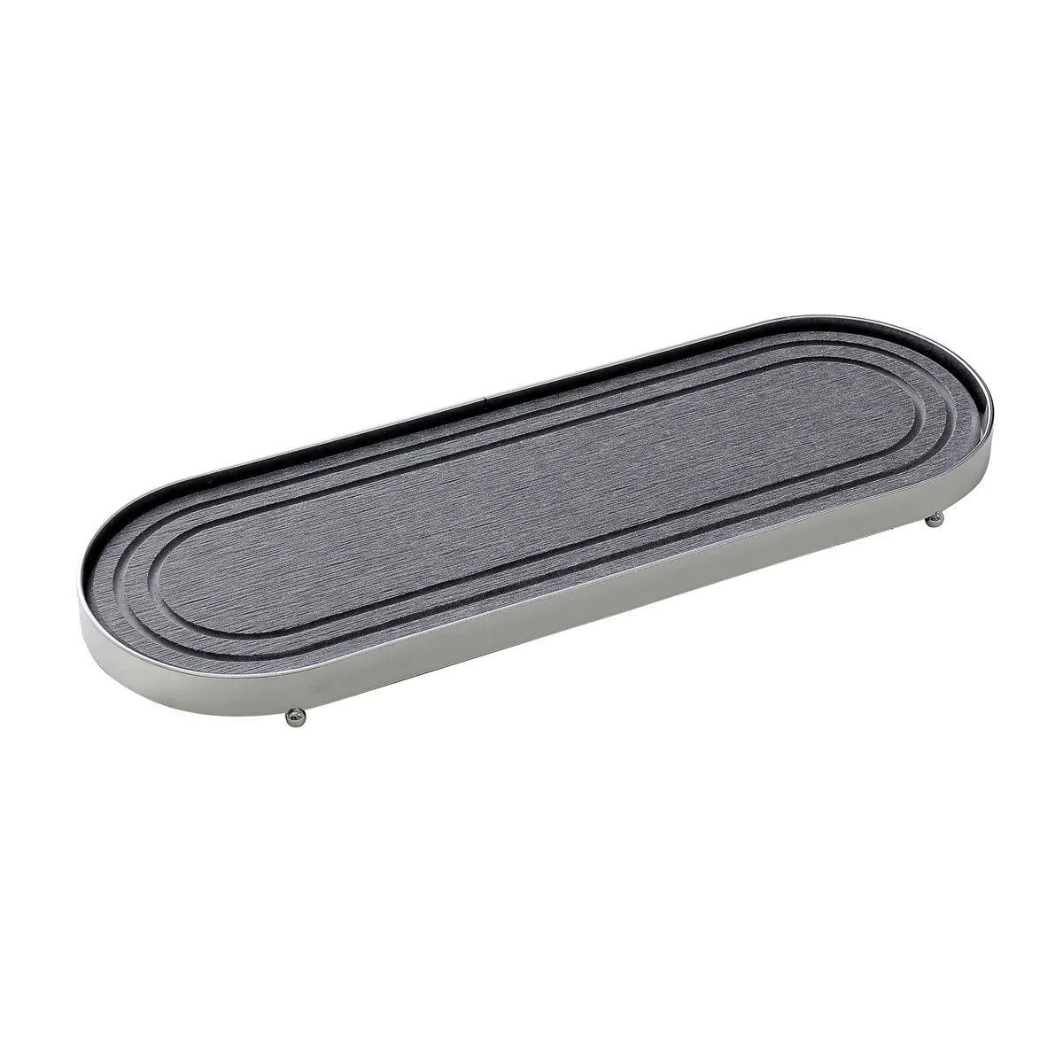 Stainless Steel Diatomite Tray Countertop Drying Mat Bathroom Kitchen Sink Organizer - Silver