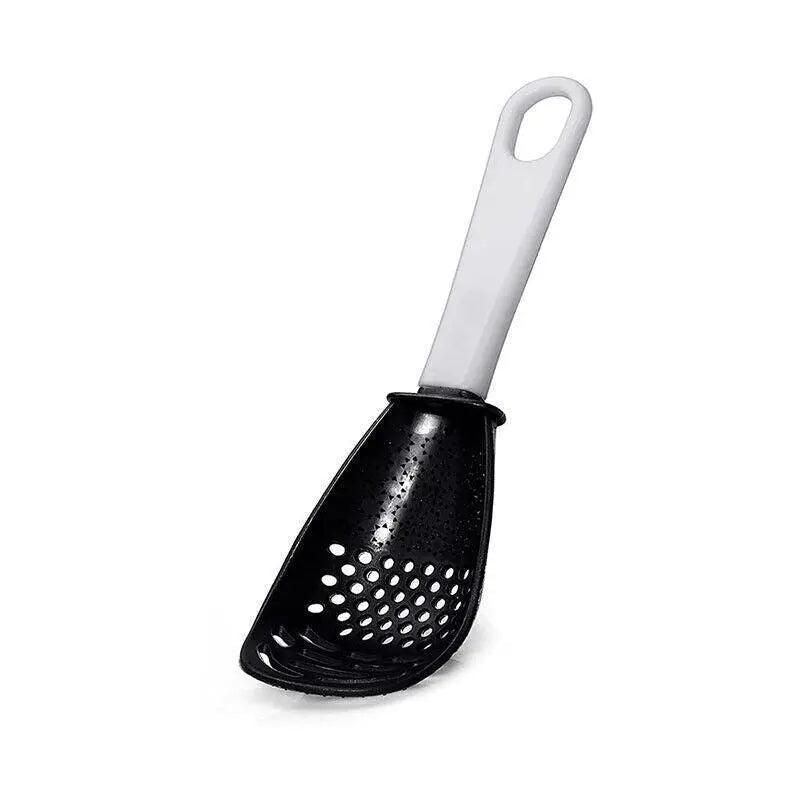 Multifunction Kitchen Cooking Spoon Tool Skimmer Garlic Press Potato Ricer Scoop - Black