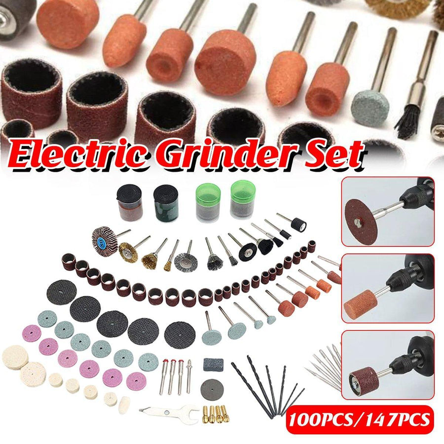 100/147pcs Electric Mill Set Accessories Grinding Cutting Drilling Tool Kit - 100Pcs(Without Grinder Pen)