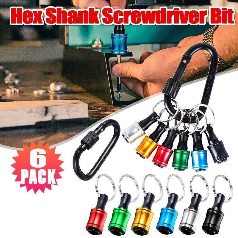 6PCS Hex Shank Screwdriver Bit Holder Extension Bar Driver Keyring