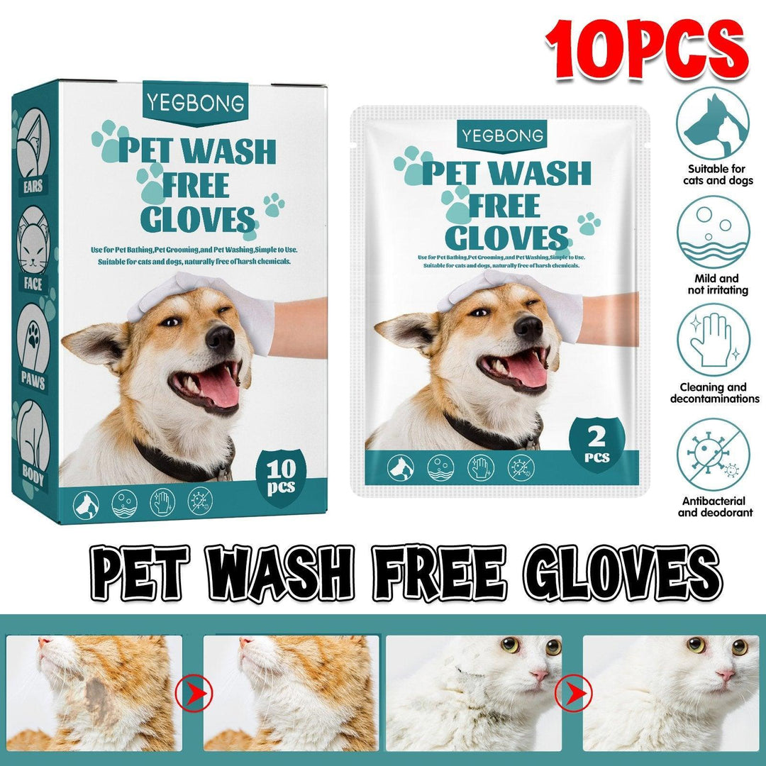 10XPet Cat Dog Dry Washing Gloves Bath Remove Odor Cleaning Decontamination Care