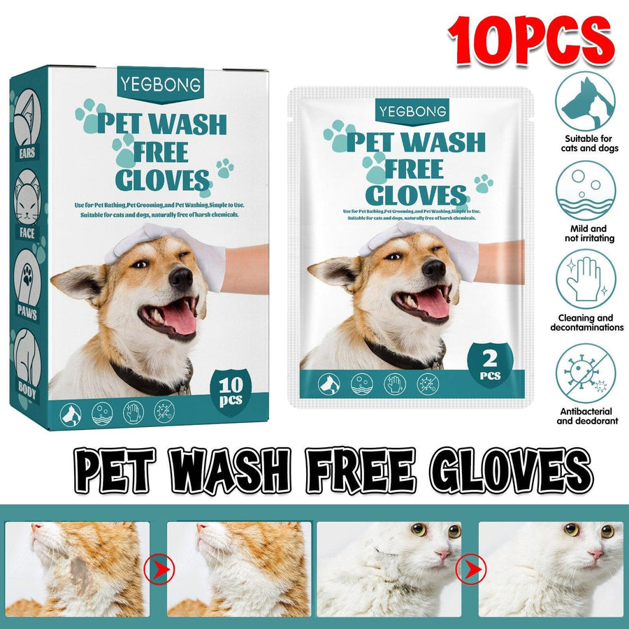 10XPet Cat Dog Dry Washing Gloves Bath Remove Odor Cleaning Decontamination Care