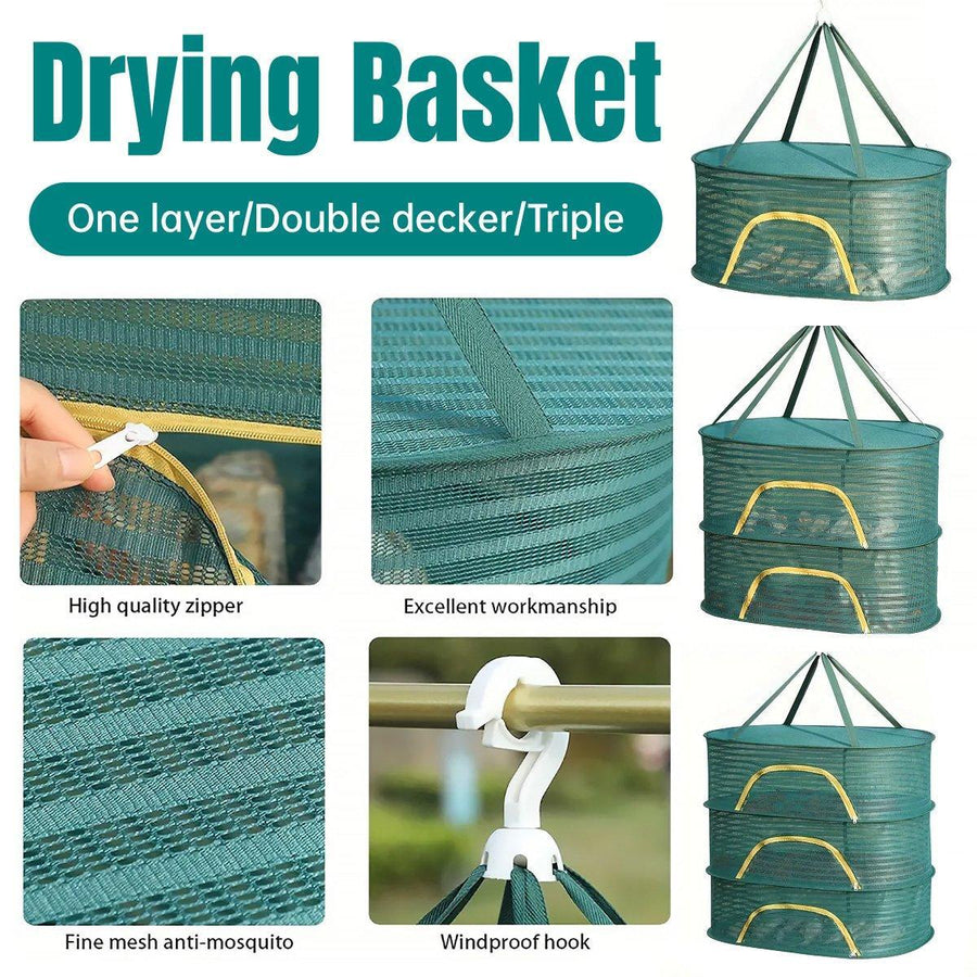 Anti Mosquito Fully Enclosed Drying Net Basket for Fish Vegetables Fruit Herbs - Double layer