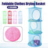 Foldable Clothes Drying Basket Three-layer Hanging Storage Breathable Organizer - Blue
