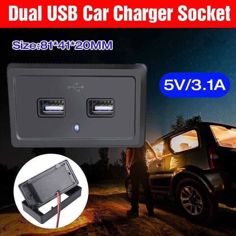 Dual USB Car Charger Socket Panel 5V 3.1A 12V 24V for Car RV Motorcycle