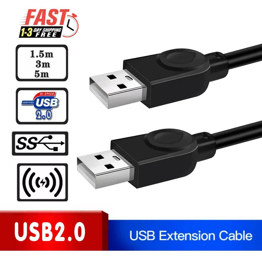 High Speed Usb 2.0 Data Extension Cable Type A Male To Male M-M Connection Cord - 3M