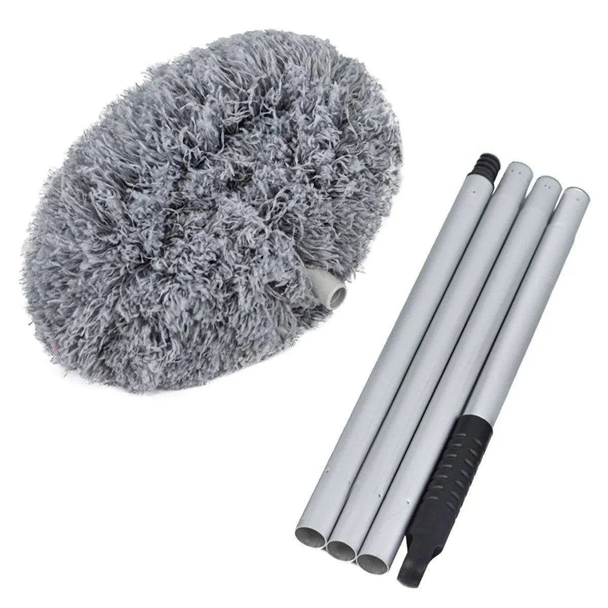 Extendable and Assembled Ceiling Duster Round Brush Dust Sweeper Cleaning Tool - Grey