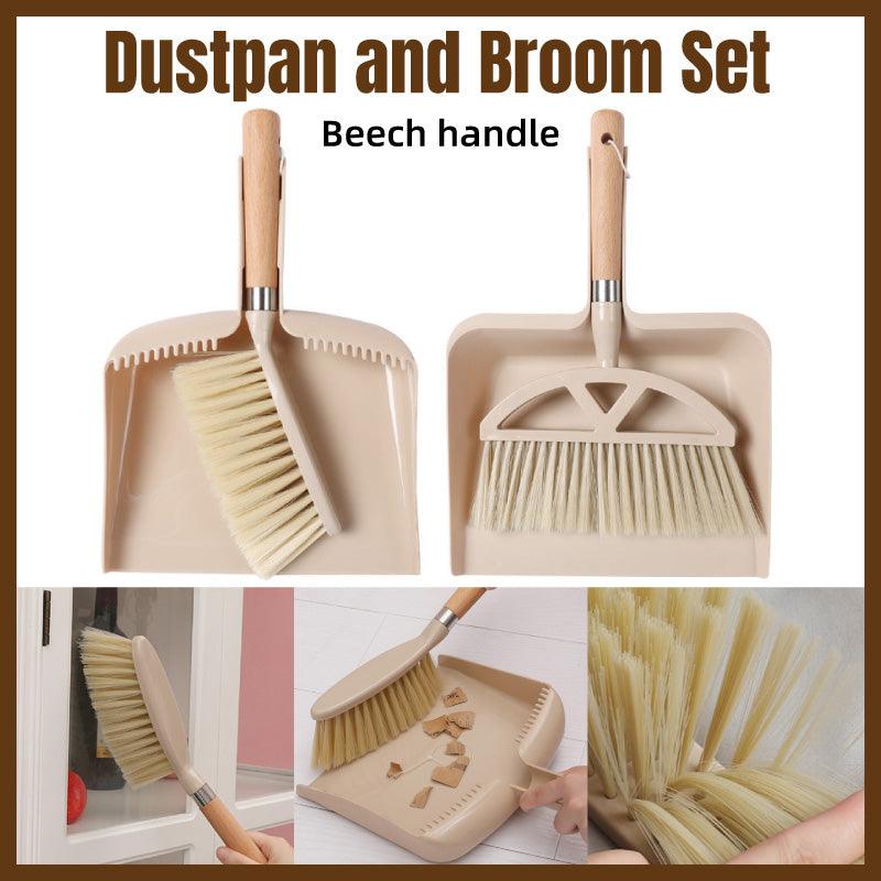 Wooden Handle Mini Brush and Dustpan Set for Desktop Cleanup Small Sweeper Set - B39