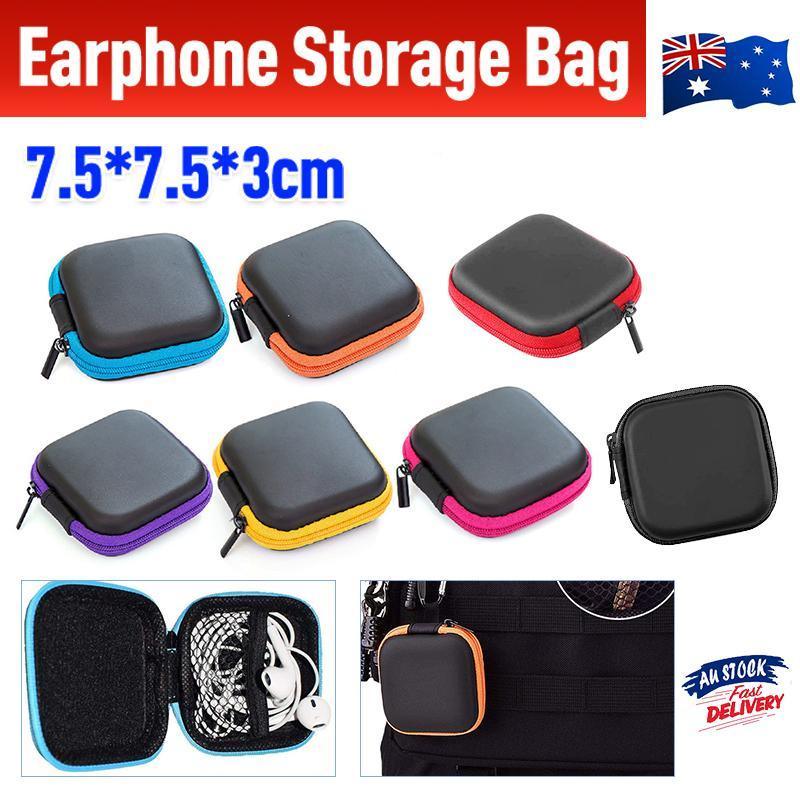 Portable Hard Case Pouch Storage Bag For Earphone Headphone Earbuds Cable - Blue