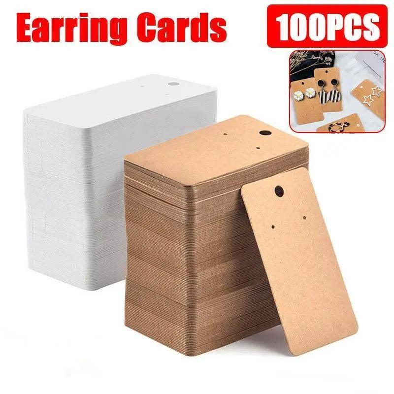 100Pcs Cardboard Earring Display Cards for Jewelry Accessories - White