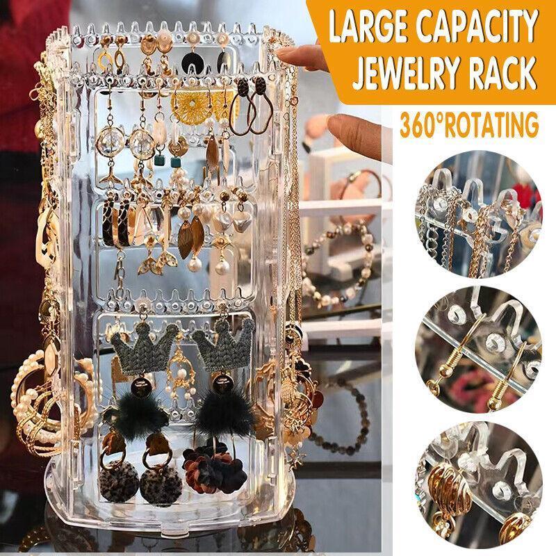 360-Degree Rotating Earring Holder Jewellery Rack Display Stand Organizer
