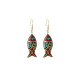 Retro Ethnic Style Earrings Fashion Jewelry for Women Bohemian Accessories - Reddish blue Fish