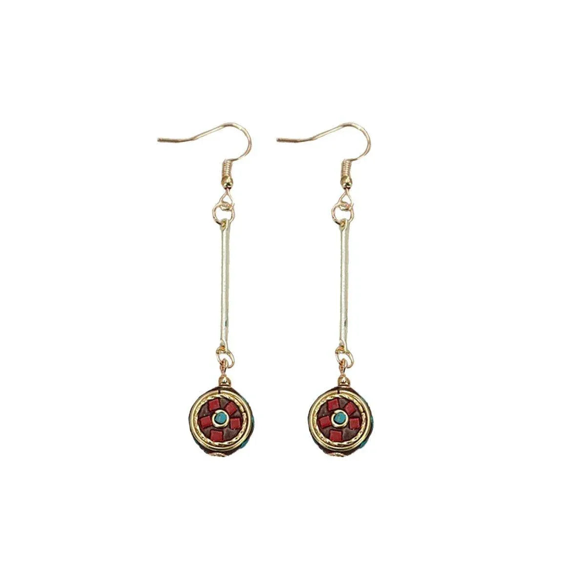 Retro Ethnic Style Earrings Fashion Jewelry for Women Bohemian Accessories - Long red