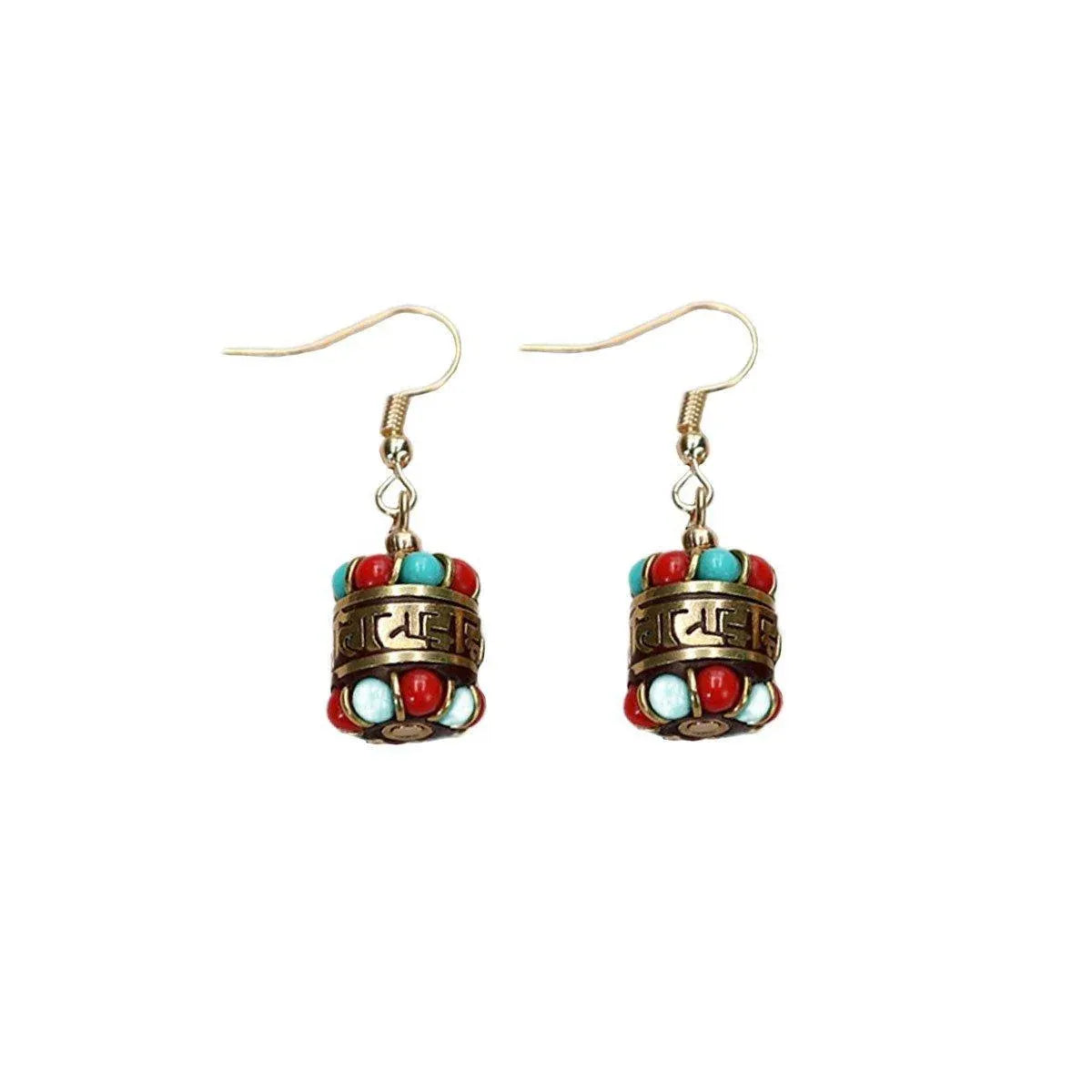 Retro Ethnic Style Earrings Fashion Jewelry for Women Bohemian Accessories - Tibetan roller