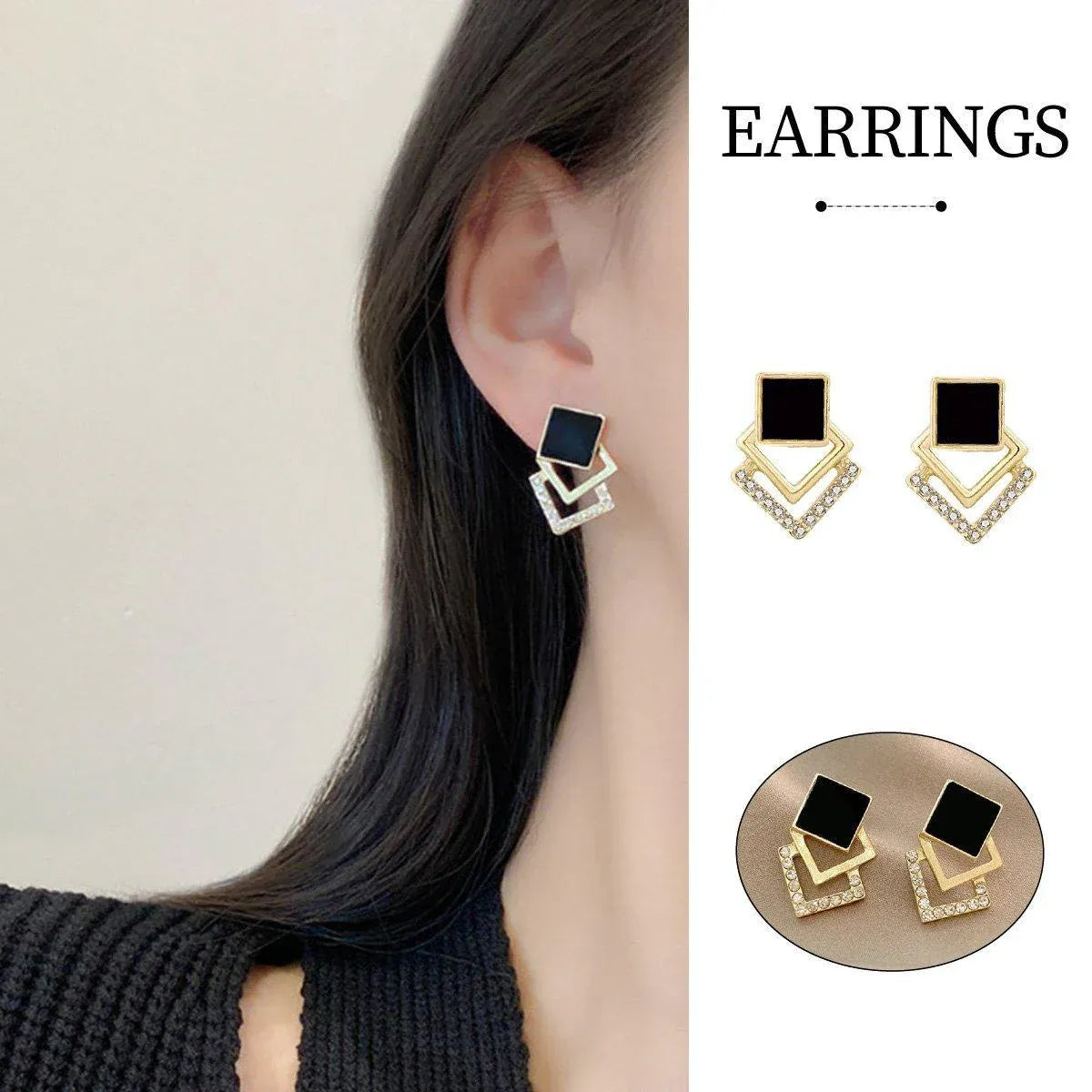 Elegant Geometric Diamond Earrings for Ladies Chic Fashion Jewelry Accessory