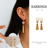 Fashion Retro Color Oil Dropping Butterfly Earrings Tassel Luxury Simple Earring