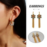 New Chinese Tassel Heart Flower Earrings Women Elegant Dangle Drop Fashion