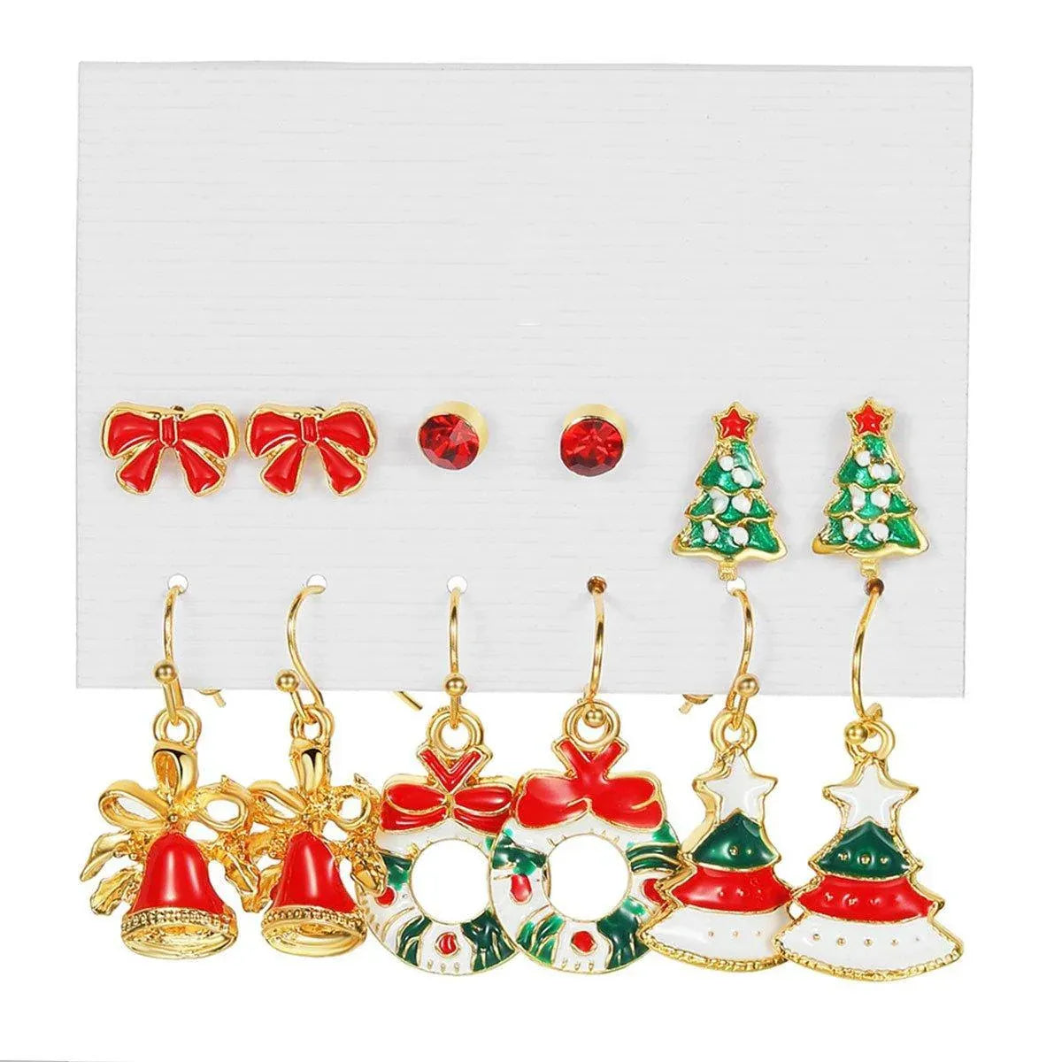 Festive Christmas Earrings Set for Women Holiday Jewelry Stud Set Gift Idea - 1