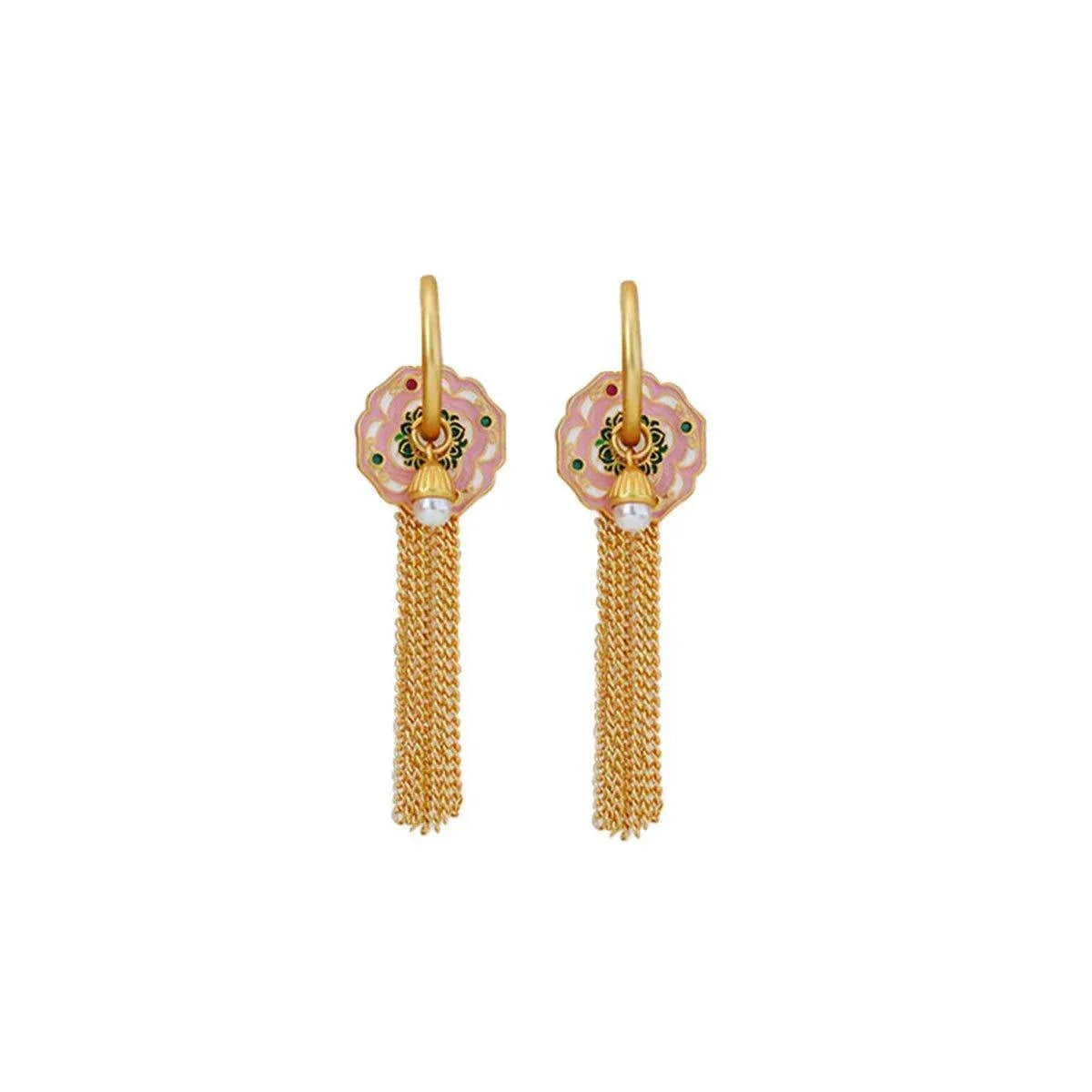 New-Chinese Coloured Flower Beaded Necklace and Earrings Set Fashion Jewelry - Earrings