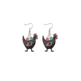 Cute Cartoon Earrings Funny Jewelry Gift for Girls Perfect for Birthdays Parties - Black rooster