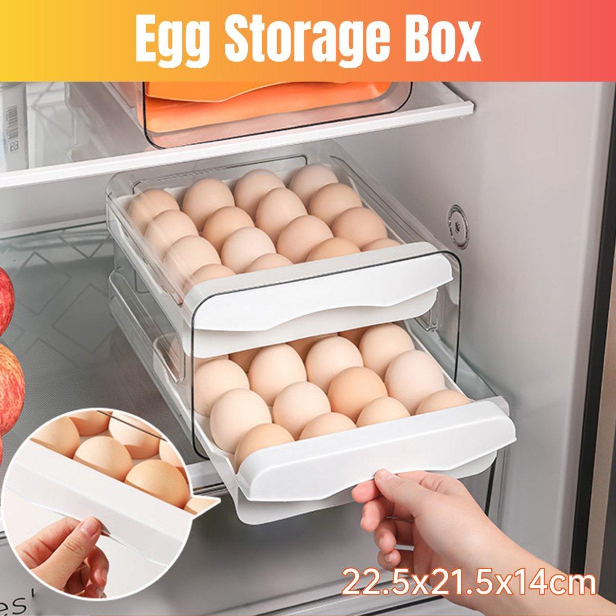 Plastic Double-Layer Egg Storage Box Food Grade Refrigerator Drawer Organizer