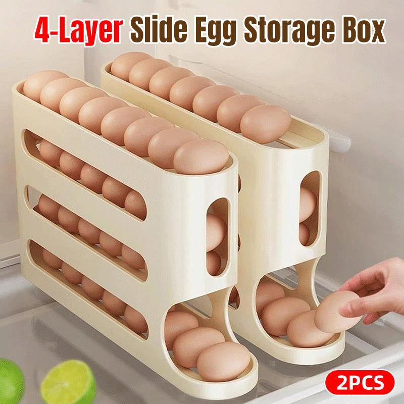 2pcs 4 Tier Slide Egg Organizer Storage Box Ladder Design for Egg Carton Holder