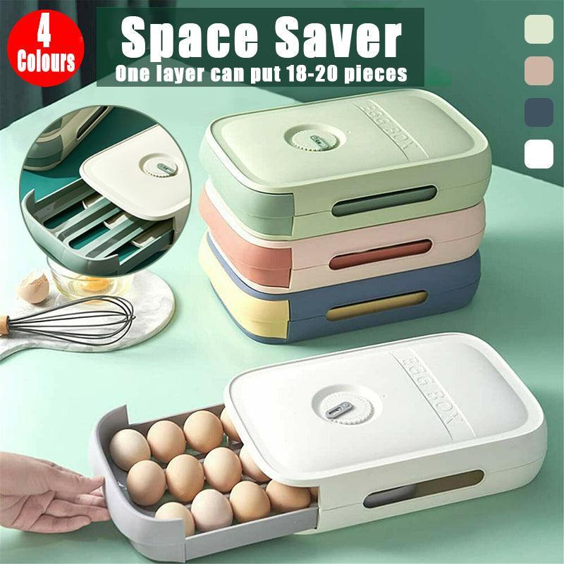 Drawer Type Eggs Tray Fruit Storage Box Kitchen Stacking Holder Food Container - White