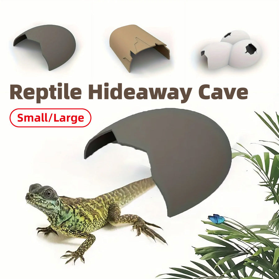 Reptile Hideout Plastic Cave Decorative Shelter for Lizard Snake Spider Habitat - Tree Pattern Set of 2