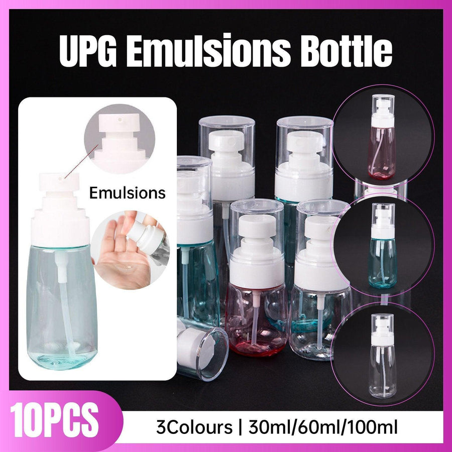 10pcs Portable Travel Emulsion Dispenser Bottle Press Pump Refillable Containers - Pink-30ml