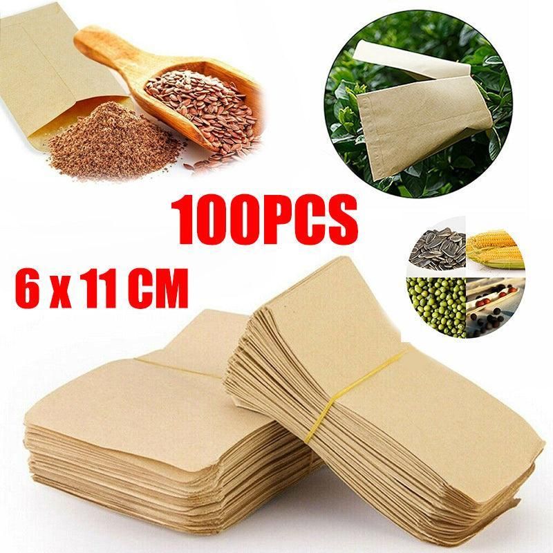 100pcs 6x11cm Kraft Paper Seed Envelopes for Efficient Garden Seed Storage