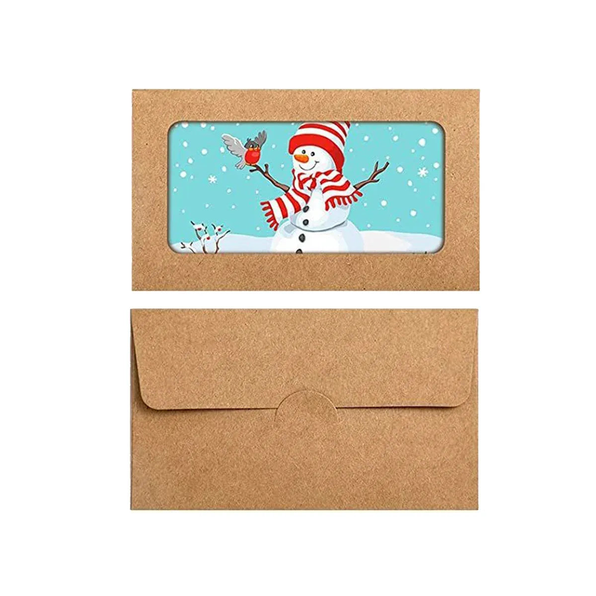 100PCS Small Kraft Paper Envelopes With Clear Window Self Seal Card Mailers - Kraft
