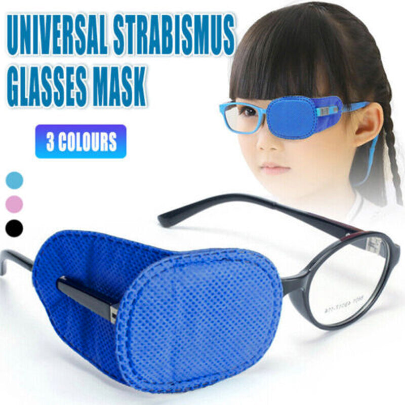 Universal Eye Patch Mask for Strabismus and Amblyopia Glasses Cover Training Aid - Blue