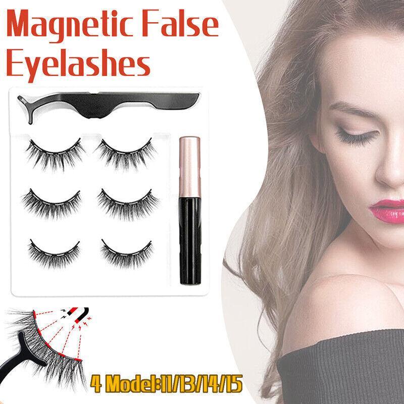 Magnetic False Eyelashes Natural Eye Lashes Extension Liquid Eyeliner Tweezer - Model 15