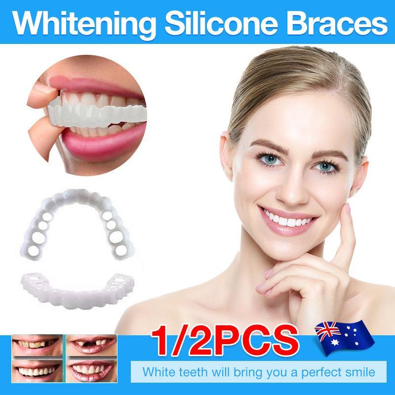 Snap On Bottom /Upper Lower False Teeth Dental Veneers Dentures Fake Tooth Smile - Lower Teeth